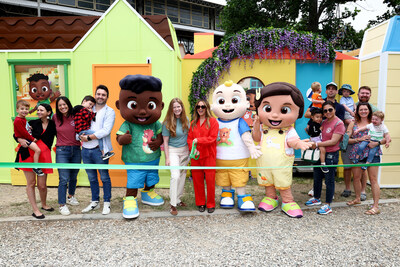 Ashley Tisdale joins CoComelon characters and Katelynn Heil, head of brand marketing at Moonbug, at CoComelon's "Gotta Go Zone"  event in Los Angeles on June 21