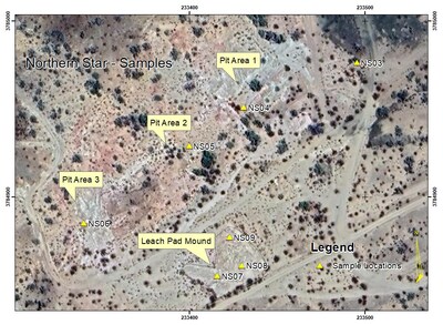 Figure 2 – Northern Star samples NS04, NS05 and NS06 in historic pits, on strike. (CNW Group/Black Mammoth Metals Corp)