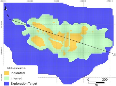 Figure 2. Plan View of the Mann West Resource Categories and Nickel Grade. (CNW Group/Canada Nickel Company Inc.)