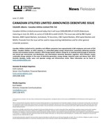 JUNE 2025 DEBENTURE ISSUE (CNW Group/Canadian Utilities Limited)