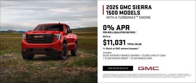 Zero Percent APR Plus Exclusive Bonus Cash on GMC Sierra 1500 TurboMax® at Chris Auffenberg