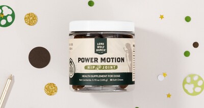 Lone Wolf Ranch Power Motion is a daily soft chew supplement formulated to promote hip and joint health in dogs. Made with a blend of natural ingredients, including Omega-3 fatty acids, curcuminoids from turmeric root, MSM (methylsulfonylmethane), and eggshell membrane, this supplement aims to support joint lubrication, reduce occasional stiffness, and maintain healthy cartilage.* The soft chews are crafted without harmful additives, ensuring a wholesome addition to your dog's daily routine.​