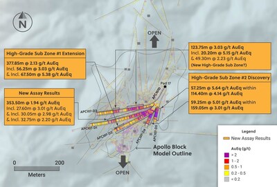 Figure 1: Plan View of the Apollo System Highlighting Drill Holes in this Release (CNW Group/Collective Mining Ltd.)