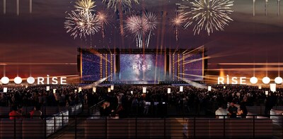 The Horizon is an architecturally ambitious performance space spanning over 200 feet, outfitted with 18 massive screens and immersive production.