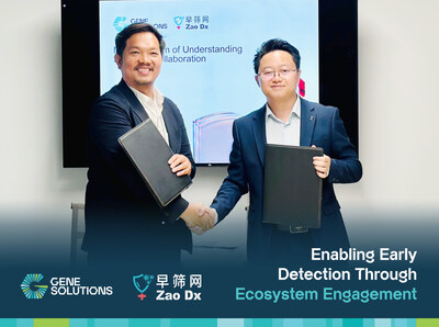 Dr. Nguyen Hoai Nghia – Co-founder and CEO of Gene Solutions (left) and Dr. Chen Zanquan – CEO of ZaoDx (right) hand over signed MOU
