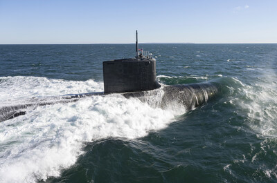 Virginia class submarine underway during sea trials.