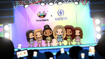 The KATSEYE guest characters will descend on the Voxella Festival stage, arriving one at a time, and once united, unlocking the first KATSEYE song. (CNW Group/Spin Master Corp.)