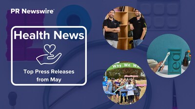 PR Newswire Monthly Health Press Release Roundup, May 2025. Photos provided by PhaseV, Teal Health and American Foundation for Suicide Prevention.