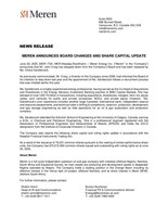 MEREN ANNOUNCES BOARD CHANGES AND SHARE CAPITAL UPDATE (CNW Group/Meren Energy Inc.) MEREN ANNOUNCES BOARD CHANGES AND SHARE CAPITAL UPDATE (CNW Group/Meren Energy Inc.)