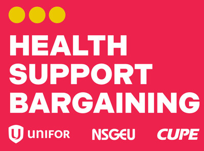 The Unifor, NSGEU and CUPE logos below the text "Health Support Bargaining" (CNW Group/Unifor)