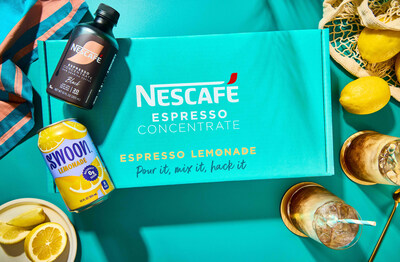 Packaged in a new limited-edition kit, the Espresso Lemonade combo featuring NESCAFÉ® Espresso Concentrate Black and SWOON® Classic Lemonade is here just in time for the first day of summer (6/20). CREDIT: Beth Fuller for NESCAFÉ® (PRNewsfoto/NESCAFÉ®)