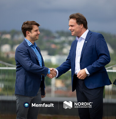Memfault and Nordic leaders shake hands (PRNewsfoto/Nordic Semiconductor)
