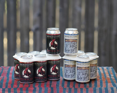 Now available in cans for the first time: Red Seal Ale six-packs and PranQster Belgian Style Golden Ale four-packs, featuring zero-waste eco-rings.