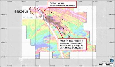 Figure 3:  Total Magnetic Field Map of the Philibert Property. See NI-43-101 information below in note 3. (CNW Group/Northern Superior Resources Inc.)