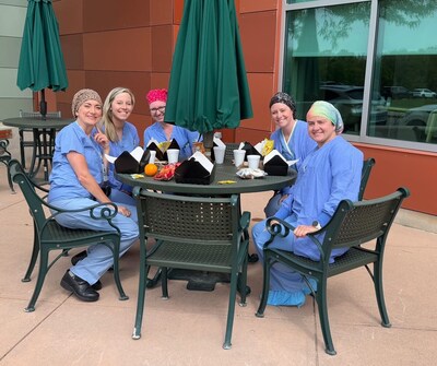 Parkview nurses enjoy a lunch on the patio during National Hospital Week. Parkview operates 14 hospitals in northeast Indiana and northwest Ohio and is the region’s largest employer.