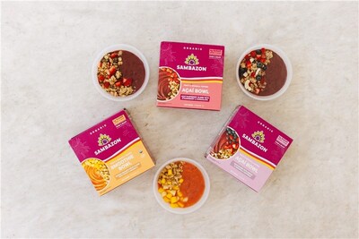 SAMBAZON Launches new All-In-One Açaí and Smoothie Bowls. The pre-topped frozen açaí & smoothie bowls are designed for consumers who crave convenience without compromise, These all-in-one bowls require no prep—simply thaw and enjoy! (PRNewsfoto/SAMBAZON)