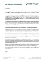 Westgold Awards Underground Mining Contract at Great Fingall (CNW Group/Westgold Resources Limited)