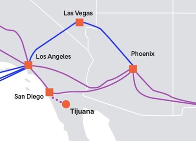 Arelion's cross-border route between Tijuana and San Diego