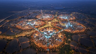 A nighttime rendering of the Expo 2030 in Riyadh, showcasing the illuminated vision of the future global event. A nighttime rendering of the Expo 2030 in Riyadh, showcasing the illuminated vision of the future global event.