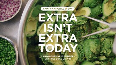 On National Avocado Day, July 31, Chipotle Rewards members can score a free topping or side of guac with the digital code AVO2025.**
