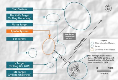 Figure 3: Plan View of the Guayabales Project Highlighting the Apollo Target Area (CNW Group/Collective Mining Ltd.)