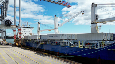 SailGP equipment arriving into the port of DP World Southampton.