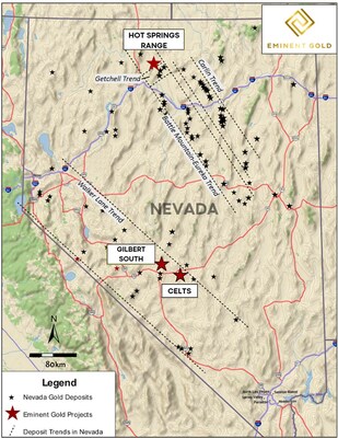Figure 1.  Eminent Projects Location Map (CNW Group/Eminent Gold Corp.)