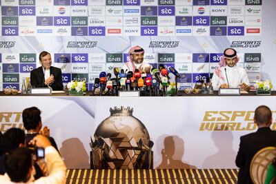 HRH Prince Faisal bin Bandar bin Sultan al Saud, Chairman of the Saudi Esports Federation; Ralf Reichert, Chief Executive Officer of the Esports World Cup Foundation and Faisal bin Homran, Chief Product Officer at the Esports World Cup Foundation, speaking at the Opening Press Conference for the 2025 Esports World Cup. Credit: Esports World Cup Foundation HRH Prince Faisal bin Bandar bin Sultan al Saud, Chairman of the Saudi Esports Federation; Ralf Reichert, Chief Executive Officer of the Esports World Cup Foundation and Faisal bin Homran, Chief Product Officer at the Esports World Cup Foundation, speaking at the Opening Press Conference for the 2025 Esports World Cup. Credit: Esports World Cup Foundation