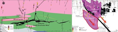 Figure 1: Plan view map, highlighting the Minuit Target Discovery and its modelled offset from the Donchester Mine. (CNW Group/First Mining Gold Corp.)