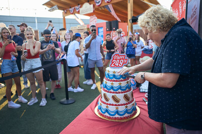 Johnsonville went full send to celebrate America's 249th birthday, featuring a towering three-tiered cake cut by comedian and national treasure Fortune Feimster at Summerfest in Milwaukee on July 4, 2025. (Photo credit: CJ Foeckler)
