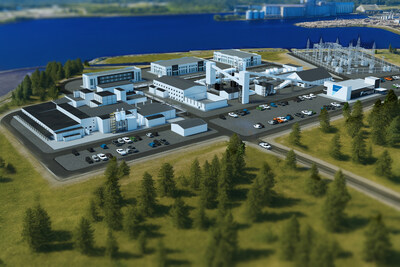 Lithium Conversion Facility Rendering on Mission Island. (CNW Group/Frontier Lithium Inc.)