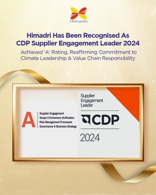 Himadri has been recognised as CDP Supplier Engagement Leader 2024 (PRNewsfoto/Himadri Speciality Limited)