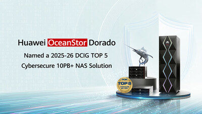 Huawei OceanStor Dorado All-Flash Storage named a 2025-26 DCIG TOP 5 Cybersecure 10PB+ NAS Solution (PRNewsfoto/HUAWEI) Huawei OceanStor Dorado All-Flash Storage named a 2025-26 DCIG TOP 5 Cybersecure 10PB+ NAS Solution (PRNewsfoto/HUAWEI)