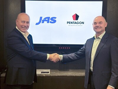  From left, Marco Rebuffi, CEO and President of JAS, and Ashley Taylor, Group CEO of Pentagon.