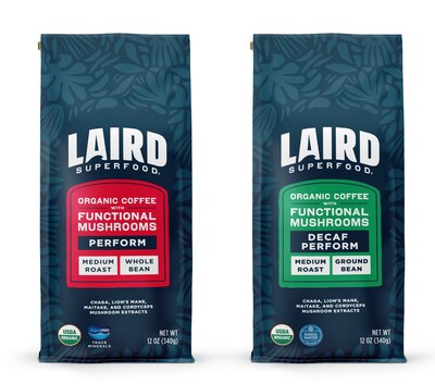 Laird Superfood launches Perform Whole Bean and Perform Decaf mushroom coffee. Both products contain chaga, lion’s mane, maitake, and cordyceps promoting energy, focus, and overall balance.