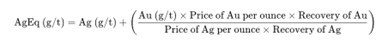 Silver equivalency formula (CNW Group/Outcrop Silver & Gold Corporation)