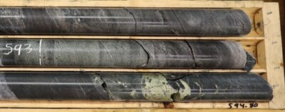 Figure 2 Mineralization from hole PML-25-014 (CNW Group/Power Metallic Mines Inc.)