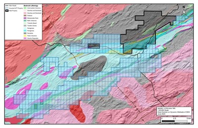 Figure 4 Li-FT acquisition overlaid on regional basin geology. (CNW Group/Power Metallic Mines Inc.)