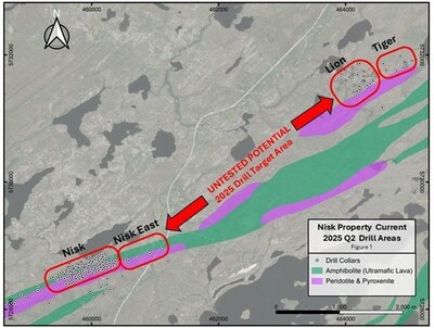 Figure 2 Areas currently being drill tested (CNW Group/Power Metallic Mines Inc.)