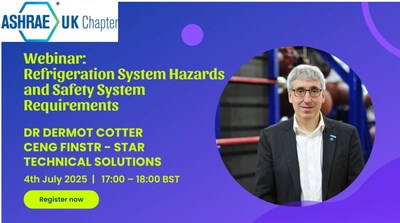 Dr Dermot Cotter leads ASHRAE Webinar on Refrigeration System Hazards and Safety System Requirements