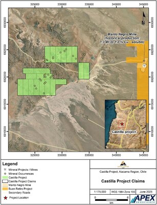 Figure 1. Location of the Castilla Project, Copiapo, Chile (CNW Group/Super Copper Corp.)