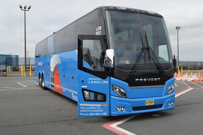 Landline Company's Luxury Motorcoach on the Wilmington Airport Tarmac