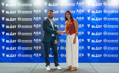 Blast and the Singapore Tourism Board launch a landmark multi-year partnership to bring more esports events to Singapore. Attending the press conference includes Mr.  Leo Matlock (Chief Business Officer from Blast, on the left) and Ms. Jean Ng (Assistant Chief Executive from Singapore Tourism Board, on the right).