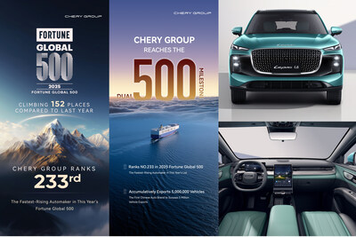 Chery Group Achieves "Double 500" Milestone, Empowering LEPAS's Globalization (PRNewsfoto/Chery Group)