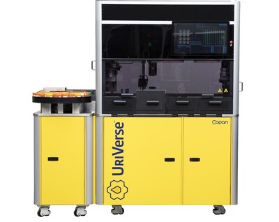 UriVerse automates decapping of specimen containers, precise aliquoting, and automatic labeling/recapping of secondary tubes. (PRNewsfoto/COPAN Diagnostics, Inc.)