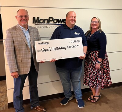 The FirstEnergy Foundation has donated $10,000 to the Tygart Valley United Way to support Marion County flood victims. From left, Jim Myers, FirstEnergy's President of West Virginia and Maryland; Brett White, CEO of the Tygart Valley United Way; and Krissy Michael, Local Engagement Specialist with FirstEnergy.
