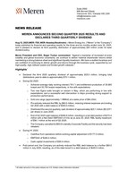 MEREN ANNOUNCES SECOND QUARTER 2025 RESULTS AND DECLARES THIRD QUARTERLY DIVIDEND (CNW Group/Meren Energy Inc.)