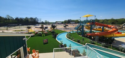 Synthetic turf installation by CLS Outdoor Services at Roundabout Oxford RV & Water Resort in Oxford, MS.