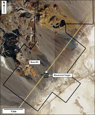Plan map of the Castle Zone at the south end of the Eastside land position showing the location of the Blackrock Target outcrop (CNW Group/A2 Gold Corp)