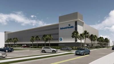 The new parking garage at AdventHealth Carrollwood is part of the planned expansion to improve campus access and support future growth in Central Hillsborough County. (Rendering: HuntonBrady)